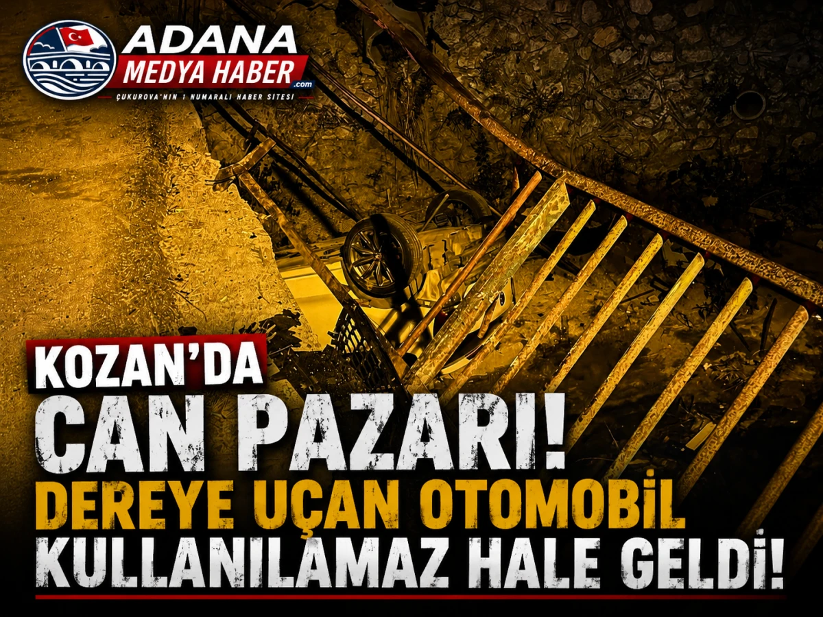 Kozan'da Can Pazarı! Dereye U&ccedil;an Otomobil Kullanılamaz Hale Geldi!