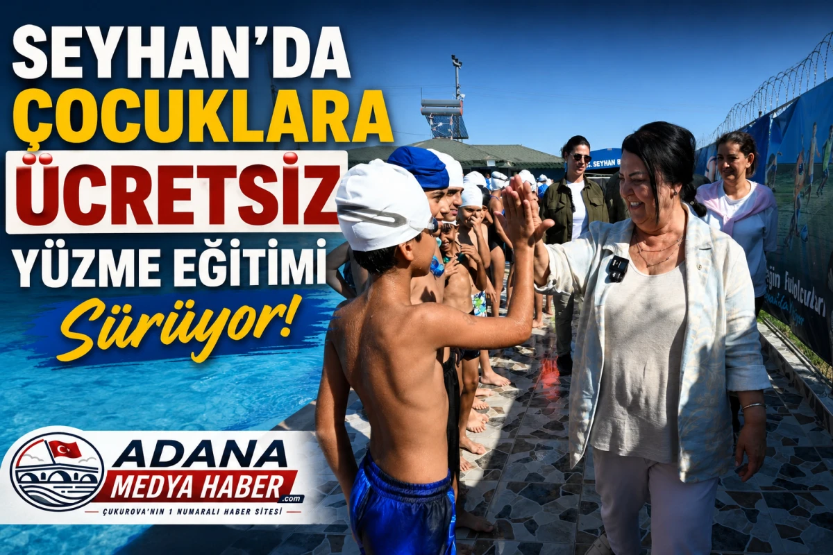Seyhan'da &Ccedil;ocuklara &Uuml;cretsiz Y&uuml;zme Eğitimi S&uuml;r&uuml;yor