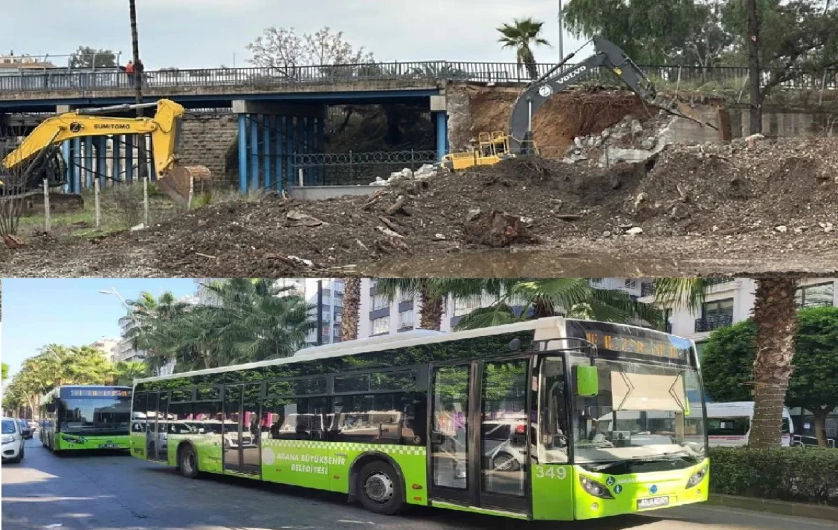 Yer : Adana / Gazipaşa... Kasım G&uuml;lek K&ouml;pr&uuml;s&uuml; yıkılıyor... Otob&uuml;s g&uuml;zergahları değişti!